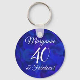 Elegant Royal Blue 40 en Fabulous Birthday Party Sleutelhanger