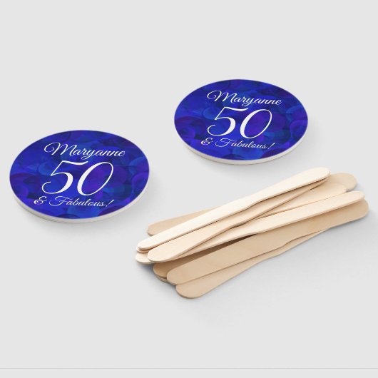 Elegant Royal Blue 50 en Fabulous Birthday Party Handwaaier (Niet-gemonteerd)