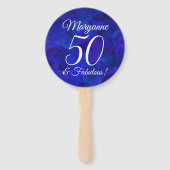 Elegant Royal Blue 50 en Fabulous Birthday Party Handwaaier (Voorkant)
