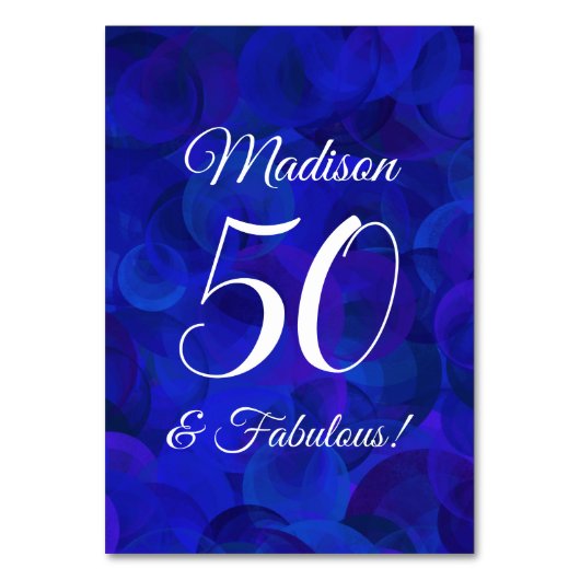 Elegant Royal Blue 50 en Fabulous Birthday Party Kaart (Voorkant)