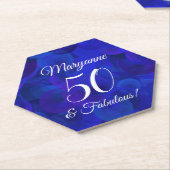 Elegant Royal Blue 50 en Fabulous Birthday Party Kartonnen Onderzetters (Schuin)