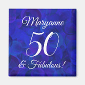 Elegant Royal Blue 50 en Fabulous Birthday Party Magneet (Voorkant)
