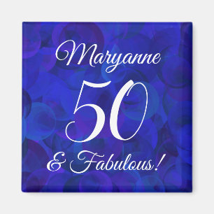 Elegant Royal Blue 50 en Fabulous Birthday Party Magneet