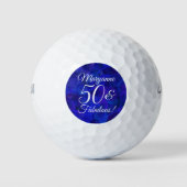 Elegant Royal Blue 50 & Fabulous Birthday Party Golfballen (Voorkant)