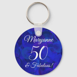 Elegant Royal Blue 50 & Fabulous Birthday Party Sleutelhanger