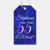Elegant Royal Blue 55 en gepensioneerd Cadeaulabel (Achterkant)