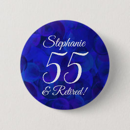 Elegant Royal Blue 55 en Gepensioneerd Pensioenfee Ronde Button 5,7 Cm