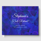 Elegant Royal Blue 55 en gepensioneerd verjaardags Gastenboek (Voorkant)