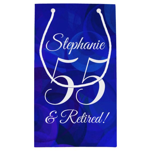 Elegant Royal Blue 55 & Gepensioneerd Pensioenfees Klein Cadeauzakje (Achterkant)