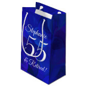 Elegant Royal Blue 55 & Gepensioneerd Pensioenfees Klein Cadeauzakje (Achterkant Gekanteld)