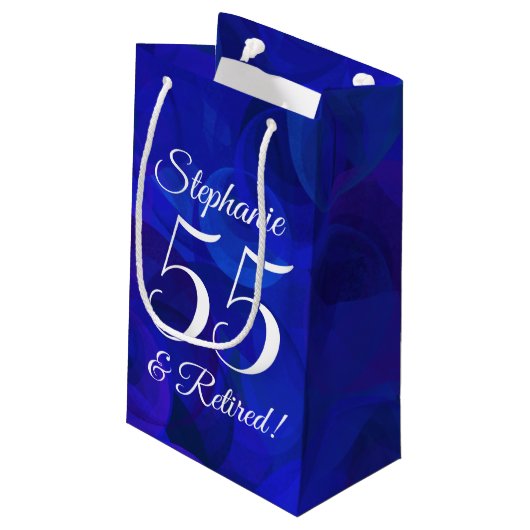 Elegant Royal Blue 55 & Gepensioneerd Pensioenfees Klein Cadeauzakje (Achterkant Gekanteld)