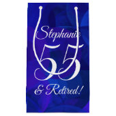 Elegant Royal Blue 55 & Gepensioneerd Pensioenfees Klein Cadeauzakje (Voorkant)