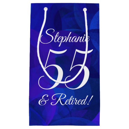 Elegant Royal Blue 55 & Gepensioneerd Pensioenfees Klein Cadeauzakje (Voorkant)