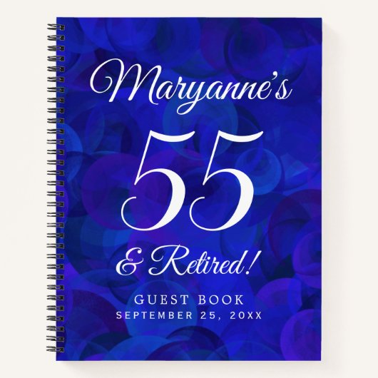 Elegant Royal Blue 55 & Gepensioneerd Pensioenfees Notitieboek (Voorkant)