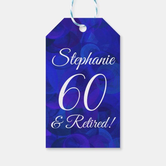 Elegant Royal Blue 60 en Pensioen Cadeaulabel (Achterkant)