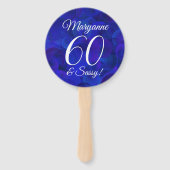 Elegant Royal Blue 60 en Sassy Birthday Party Handwaaier (Voorkant)