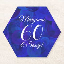 Elegant Royal Blue 60 en Sassy Birthday Party Kartonnen Onderzetters