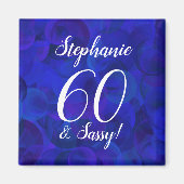Elegant Royal Blue 60 en Sassy Birthday Party Magneet (Voorkant)