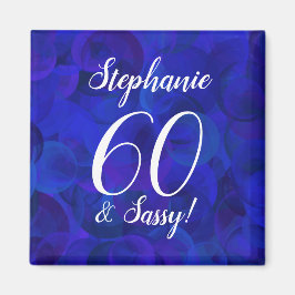 Elegant Royal Blue 60 en Sassy Birthday Party Magneet