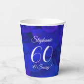 Elegant Royal Blue 60 en Sassy Birthday Party Papieren Bekers (Achterkant)
