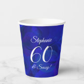Elegant Royal Blue 60 en Sassy Birthday Party Papieren Bekers (Voorkant)