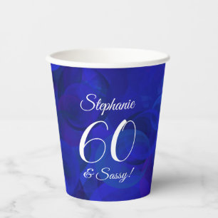 Elegant Royal Blue 60 en Sassy Birthday Party Papieren Bekers