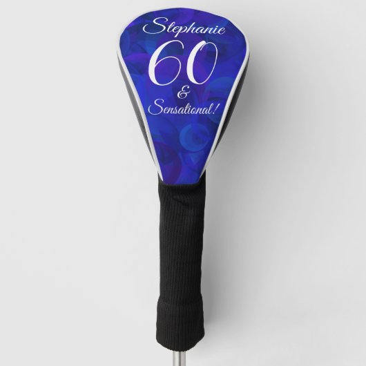 Elegant Royal Blue 60 en Sensational Birthday Golfheadcover (Voorkant)