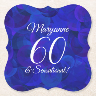 Elegant Royal Blue 60 en Sensational Birthday Kartonnen Onderzetters