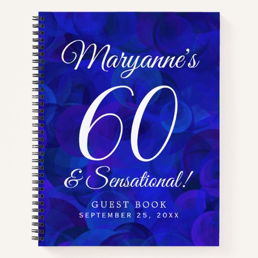 Elegant Royal Blue 60 en Sensational Birthday Notitieboek (Voorkant)
