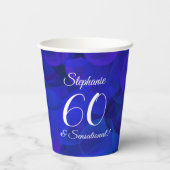 Elegant Royal Blue 60 en Sensational Birthday Papieren Bekers (Achterkant)