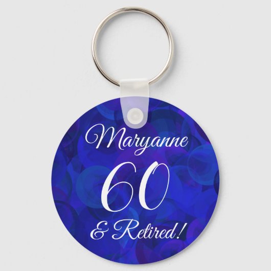 Elegant Royal Blue 60 & Pensioen Sleutelhanger (Voorkant)