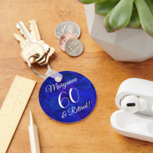 Elegant Royal Blue 60 & Pensioen Sleutelhanger