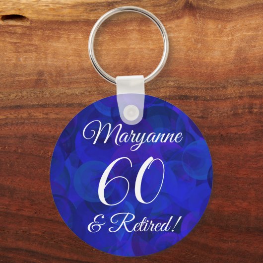 Elegant Royal Blue 60 & Pensioen Sleutelhanger (Voorkant)