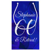 Elegant Royal Blue 60 & Retirement Party Klein Cadeauzakje (Achterkant)