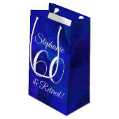 Elegant Royal Blue 60 & Retirement Party Klein Cadeauzakje (Achterkant Gekanteld)