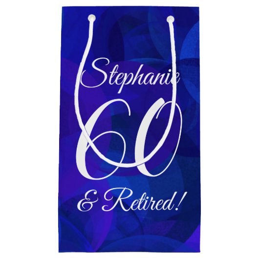 Elegant Royal Blue 60 & Retirement Party Klein Cadeauzakje (Voorkant)