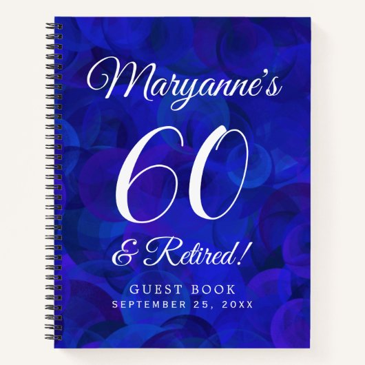 Elegant Royal Blue 60 & Retirement Party Notitieboek (Voorkant)