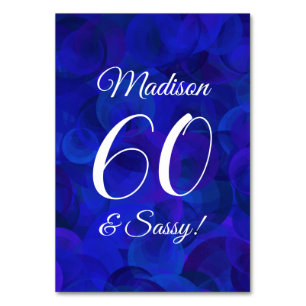 Elegant Royal Blue 60 & Sassy Birthday Party Kaart