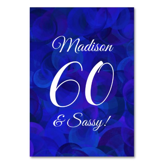 Elegant Royal Blue 60 & Sassy Birthday Party Kaart (Voorkant)