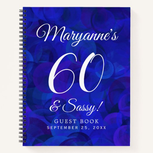 Elegant Royal Blue 60 & Sassy Birthday Party Notitieboek (Voorkant)