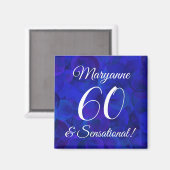 Elegant Royal Blue 60 & Sensational Birthday Party Magneet (Voorkant / Achterkant)