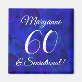 Elegant Royal Blue 60 & Sensational Birthday Party Magneet (Voorkant)
