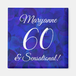 Elegant Royal Blue 60 & Sensational Birthday Party Magneet
