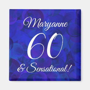 Elegant Royal Blue 60 & Sensational Birthday Party Magneet