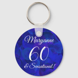 Elegant Royal Blue 60 & Sensational Birthday Party Sleutelhanger