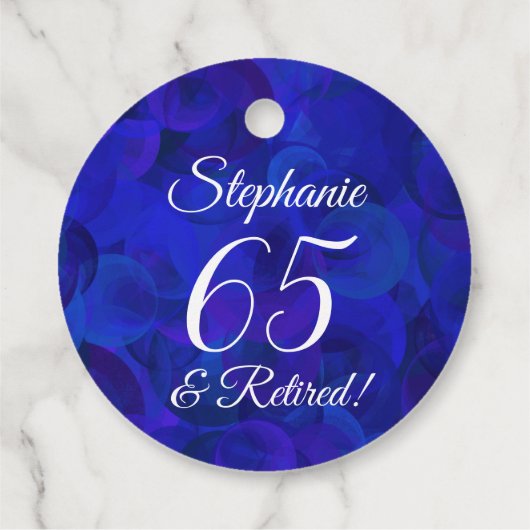 Elegant Royal Blue 65 en Pensioen Bedankjes Labels (Achterkant)