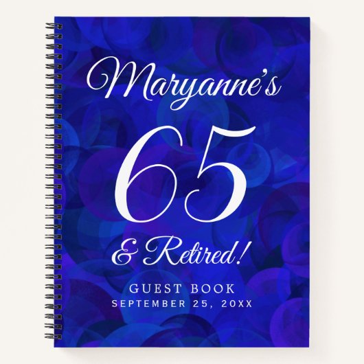 Elegant Royal Blue 65 & Gepensioneerd Pensioenfees Notitieboek (Voorkant)