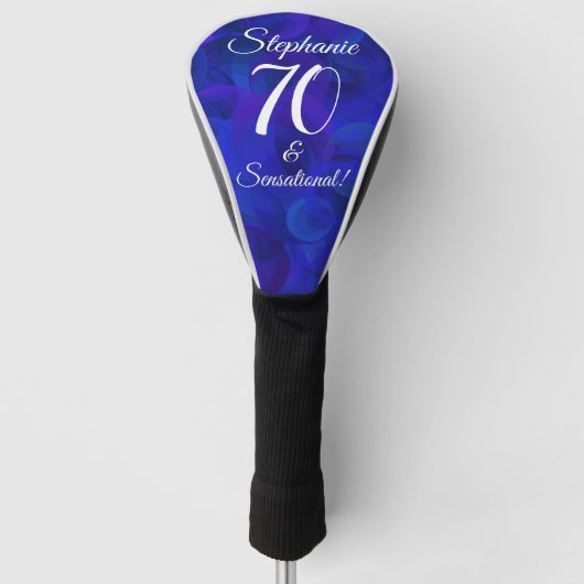 Elegant Royal Blue 70 en Sensational Birthday Golfheadcover (Voorkant)