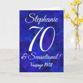 Elegant Royal Blue 70 en Sensational Birthday Kaart (Gele Bloem)