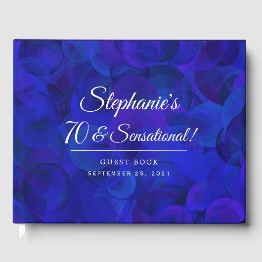 Elegant Royal Blue 70 & Sensational Birthday Party Gastenboek (Voorkant)